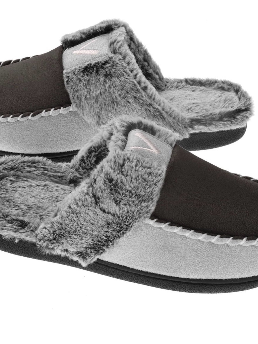 Vonmay Cozy Women's Faux Fur Lined Slip-On Slippers in Gray Size XL or 11-12 - Picture 2 of 9